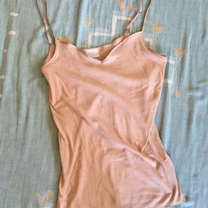 Hanro Satin-Trimmed Beige V-Neck Camisole | Hanro of Switzerland | Size S